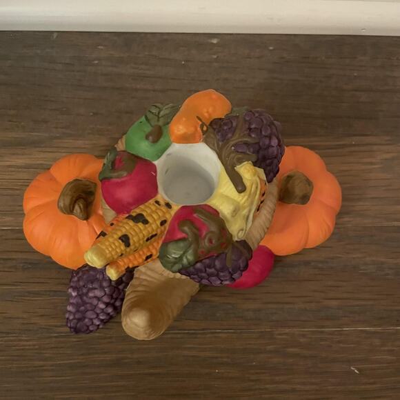 PartyLite Cornucopia Pumpkin Votive Candle Holders Set of 2 Fall Harvest Decor - Picture 3 of 8